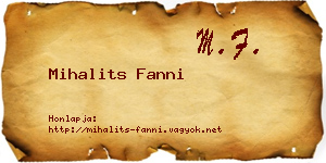 Mihalits Fanni névjegykártya